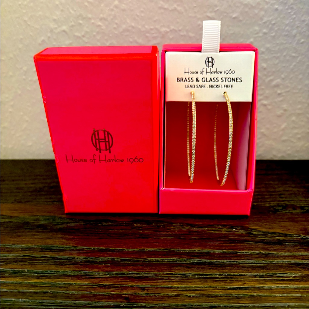 New House Of Harlow 1960 Gold Hoop Earrings 35$